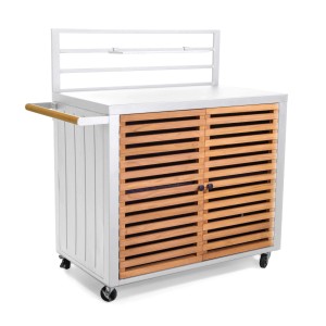 Armadio da esterno basso Idaho in alluminio bianco 114x57,5x120 cm