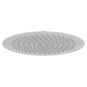 Soffione doccia rotondo e piatto con molti ugelli per un'esperienza rilassante.
