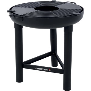 Braciere Jamestown Kendrick nero con grill, Ø 58 cm, con griglia, scanalature e piastra plancha.