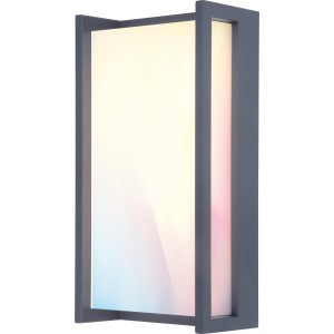 Moderna lampada da parete per esterni a LED Lutec Qubo angolare in antracite. Dimmerabile e con colore della luce regolabile.