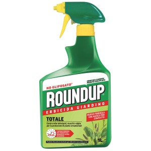 Roundup Erbacce nel prato: Flacone spray di diserbante per il giardino.