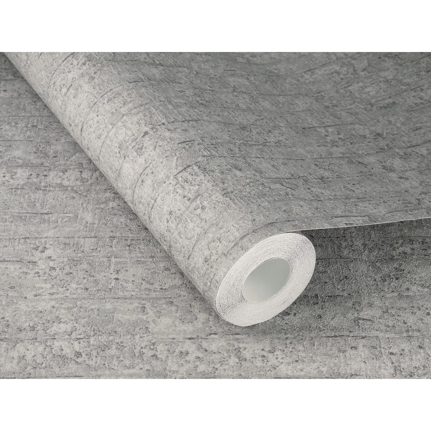 Carta da parati in tessuto non tessuto Rasch Factory V in grigio cemento, rotolo con texture cemento per pareti in stile industriale.