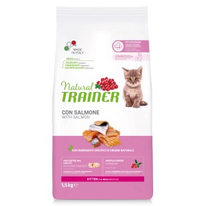 Natural Trainer cibo secco per gatti Kitten con salmone, 1.5kg. Alimento per gattini.