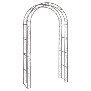 Arco per rose in metallo grigio, 230x120x40 cm, supporto per rose e piante rampicanti.