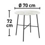 Tavolo set balcone Takone, 72 cm di altezza, Ø 70 cm, effetto marmo, struttura in acciaio nero.