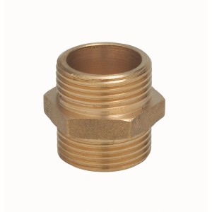 Nipplo filettato in ottone AG 26,4 mm (R 3/4) per pompe e sistemi idrici domestici.