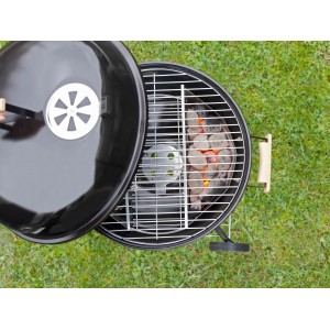 Cesto carbone Jamestown 2 pezzi in barbecue a sfera con carbone incandescente, utensile per grigliare indirettamente.