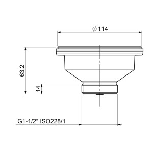 Disegno tecnico di un sifone per lavabo con dimensioni.