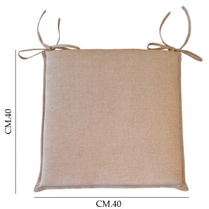 Cuscino per sedia beige con lacci, 40x40 cm. Ideale per sedie e panche.