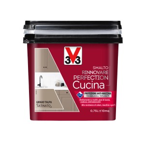 Smalto per cucine V33, colore Grigio Talpa, satinato, barattolo da 0,75L.