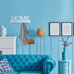 Appendiabiti da parete "Home Sweet Home" con giacca e borsa, ideale per riporre nell'organizer armadio.