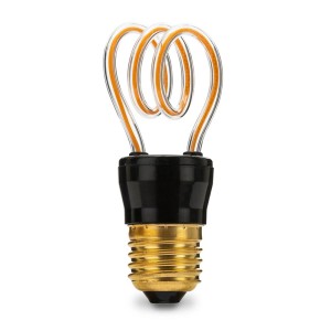 Lampadina LED E27 t.b.t. con filamento a spirale.