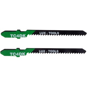 2 lame per seghetto alternativo LUX per tagli curvi con attacco a T, adatte per legno e plastica.