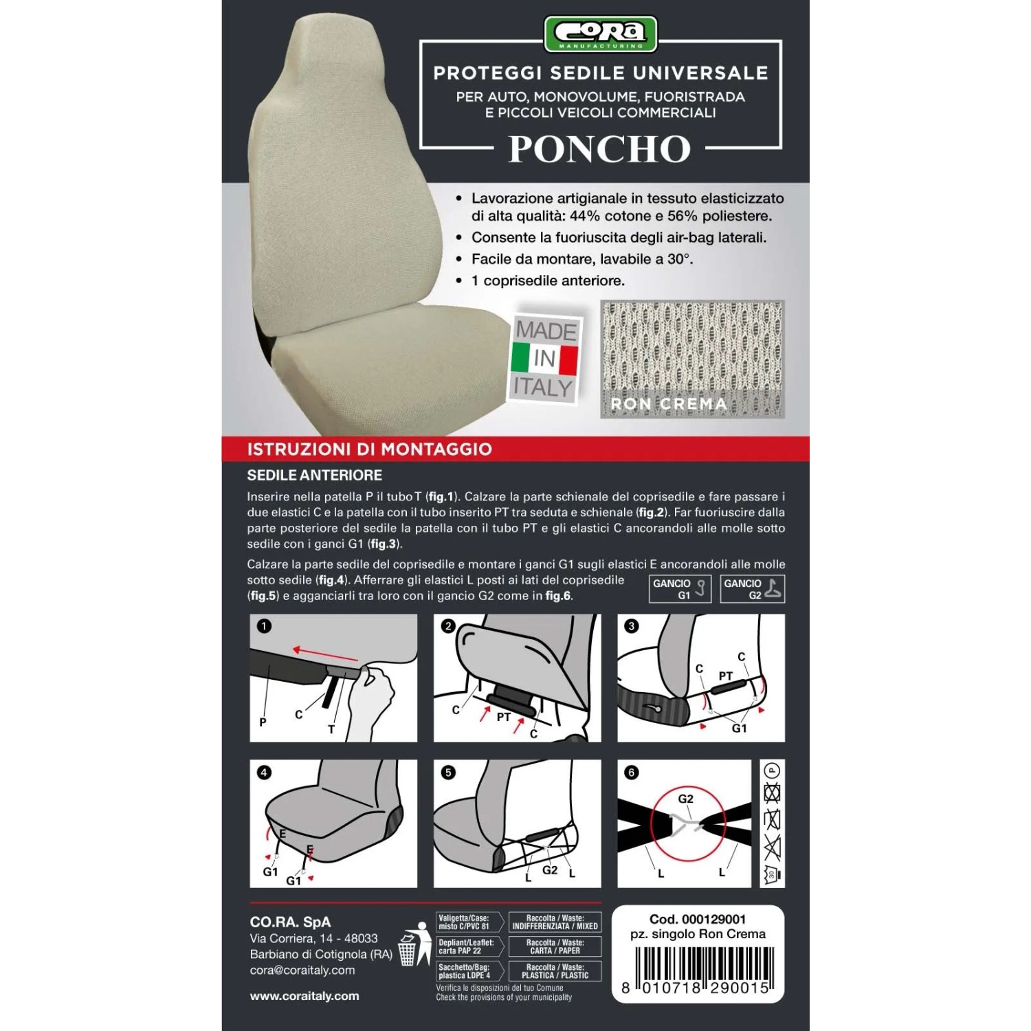 t.b.t. per sedili auto, beige. Accessori auto interni.