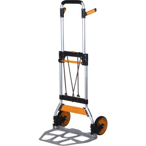 Carrello per officina pieghevole, argento con dettagli arancioni.