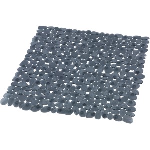 Tappetino doccia antracite Wenko Paradise 54x54 cm con motivo a pietra e ventose per una presa sicura.