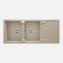 Lavello 2 vasche gocciolatoio Idrostile Florida sifone 500x224 mm sabbia