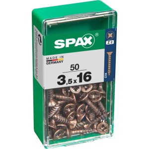 Viti per legno SPAX 3,5x16 mm in contenitore di plastica verde, 50 pezzi