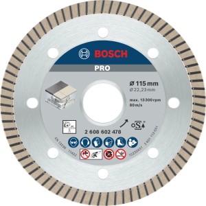 Disco diamantato Bosch Extra-Clean Turbo, 115mm, per smerigliatrici angolari, per taglio porcellana.