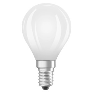 Lampadina LED E14 a forma di goccia, bianco opaco.