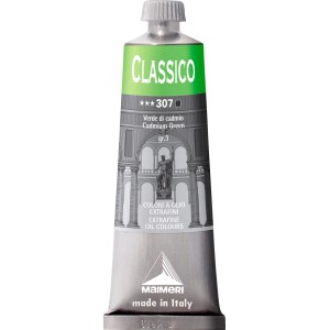 Tubo di colore ad olio Maimeri Classico, tonalità Verde Cadmio. Ideale per artisti e hobbisti.