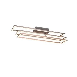 Moderna plafoniera LED Corso in nichel opaco, 66x60 cm, con elementi orientabili.