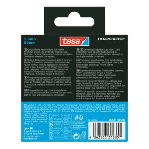 Nastro riparatore Tesa Ultra Power Under Water, 1,5m x 5cm, trasparente, per riparazioni subacquee.