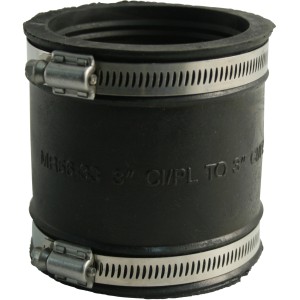 Raccordo per tubi HT Marley DN 75-89 in elastomero termoplastico con fascette metalliche.