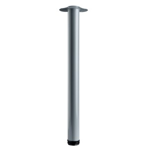 Gamba per tavolo Hettich, Ø 60 mm, altezza 700 mm, effetto alluminio con piastra di montaggio.
