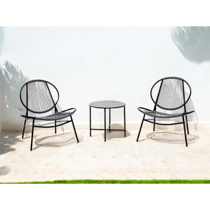 Salotto da giardino Tropea Balcony in ferro e polyrattan antracite 2 posti