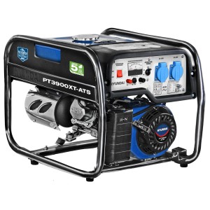Generatore Hyundai PT3900XT-ATS: motore blu con telaio argento.