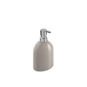 Dispenser sapone t.b.t. color tortora con pompa cromata.