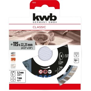 Disco da taglio KWB Classic, diametro 115 mm, per accessori smerigliatrice angolare.