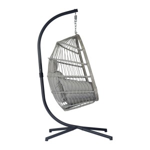 Sedia sospesa grigia t.b.t. Dondoli con struttura e cuscino.