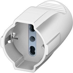 Presa elettrica t.b.t. bianca con messa a terra per interni.