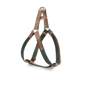 Pettorina per cani verde e beige per cani di piccola e media taglia.