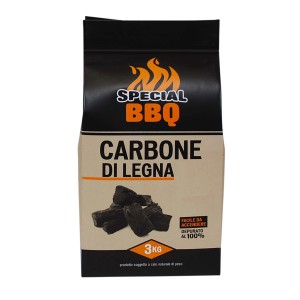 Sacco di carbone di legna per barbecue, 3kg, facile da accendere e depurato.