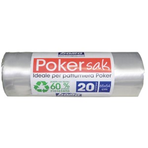 Rotolo di sacchi per pattumiera "Poker sak", 20 pezzi, 65x54cm