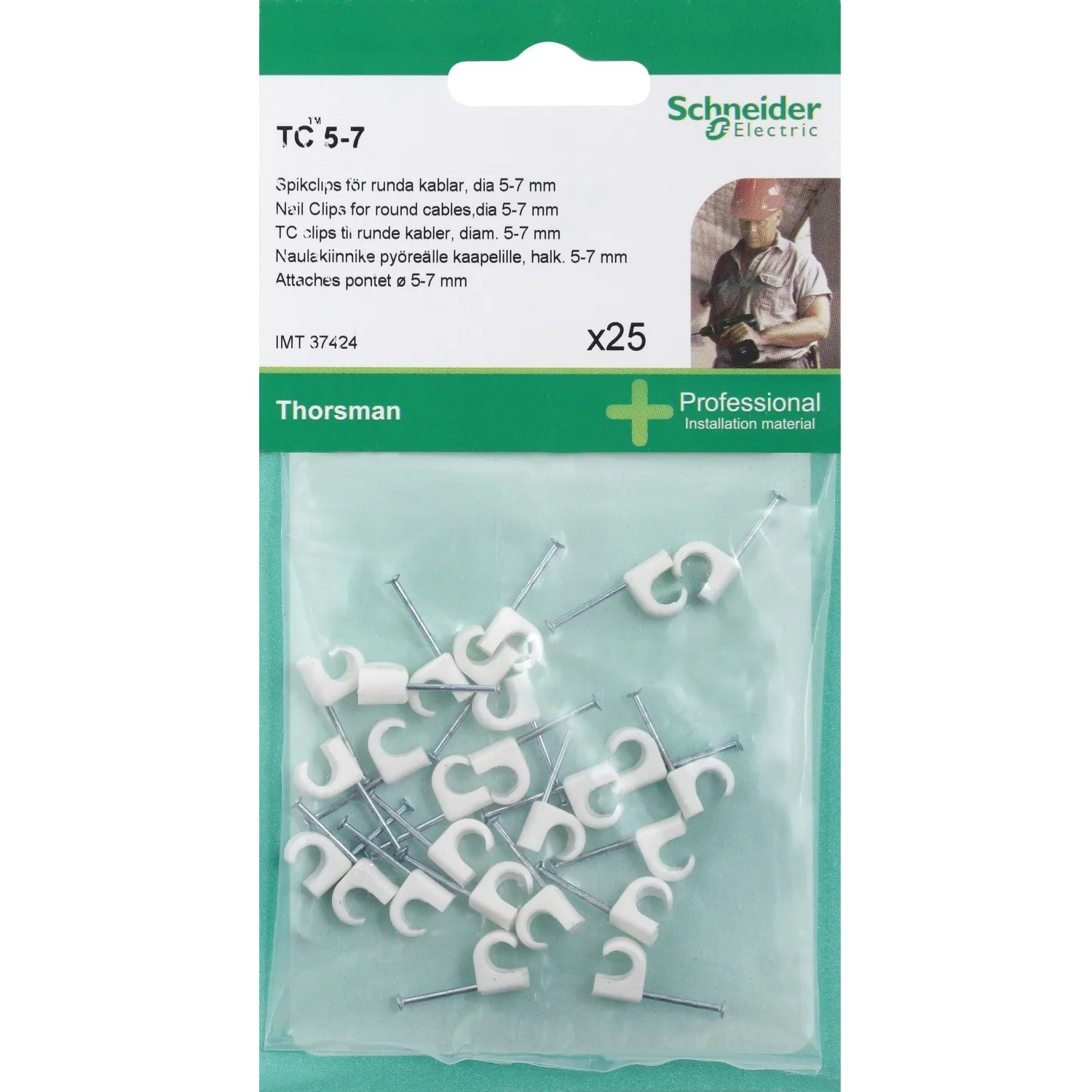 Schneider Electric Thorsman Fascette a chiodo per cavi tondi, confezione da 25