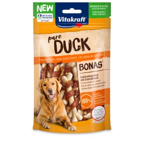 Vitakraft Pure Bonas ossi di calcio con anatra, confezione da 80g di snack per cani.