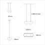 Disegno tecnico della lampada a sospensione t.b.t. con dimensioni.