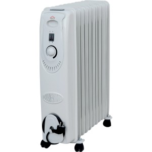 Radiatore a olio bianco t.b.t. con comandi e ruote.