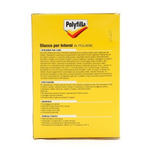 Confezione di stucco in polvere Polyfilla per interni.