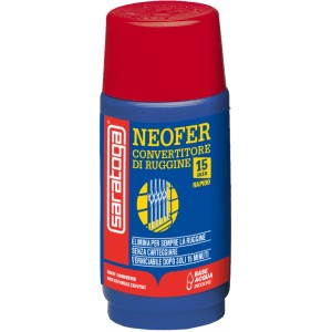 Convertitore di ruggine t.b.t. Saratoga, flacone blu con tappo rosso.