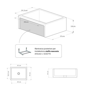 Disegno tecnico di una vasca per fontana da giardino con dimensioni e istruzioni di montaggio.