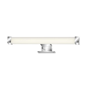 Applique LED moderna con finitura cromata per un'illuminazione elegante.