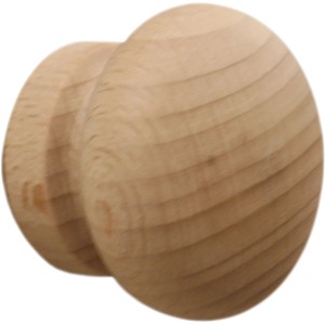 Pomello per mobili in legno chiaro, forma rotonda per armadi e cassetti.