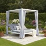 Pergola in alluminio con tende Sunlounge 205x166x200 cm bianco_3
