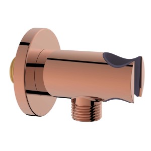 Supporto doccia color oro rosa per accessori doccia, primo piano.