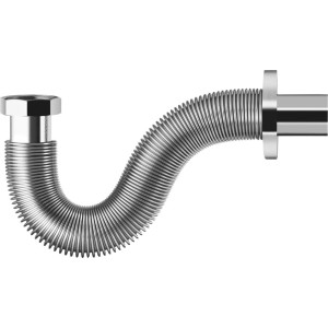 Sifone flessibile cromato per lavelli e lavabi.
